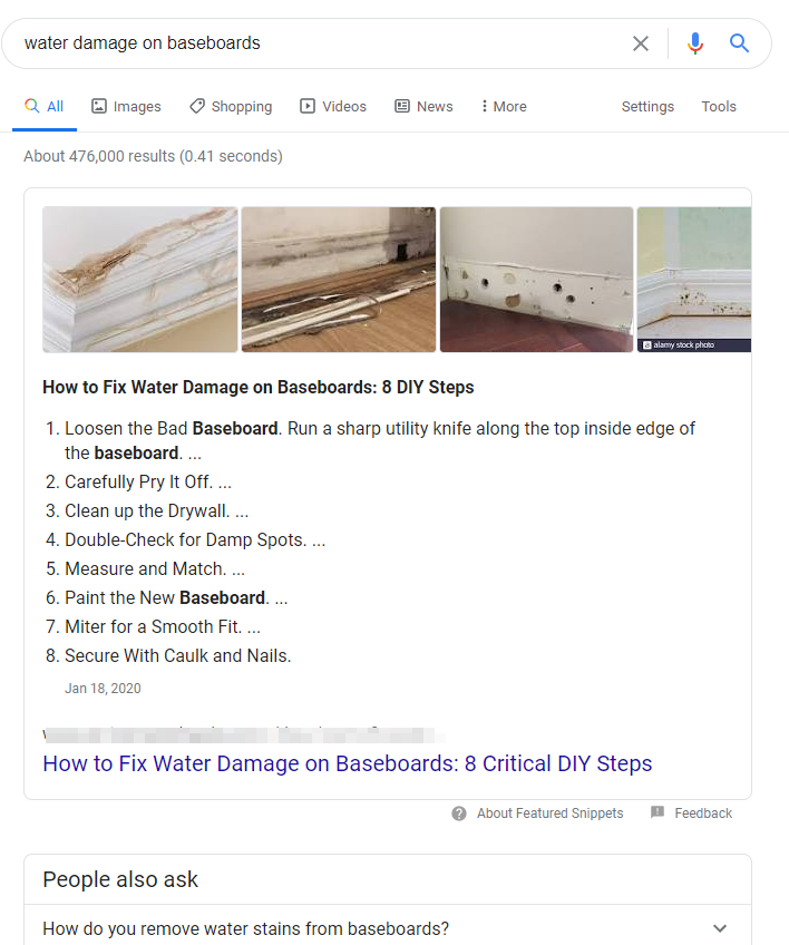 water damage seo example